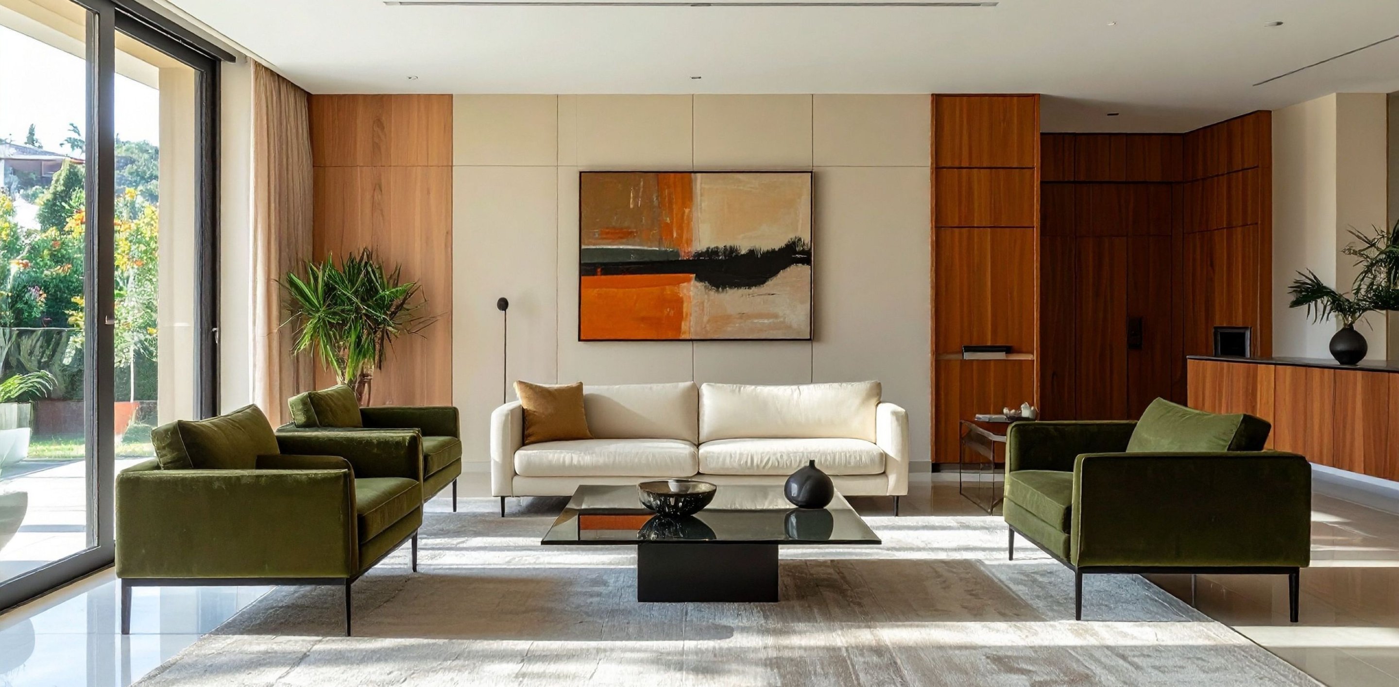 A bright, modern living room representing a home available on Moving Doors