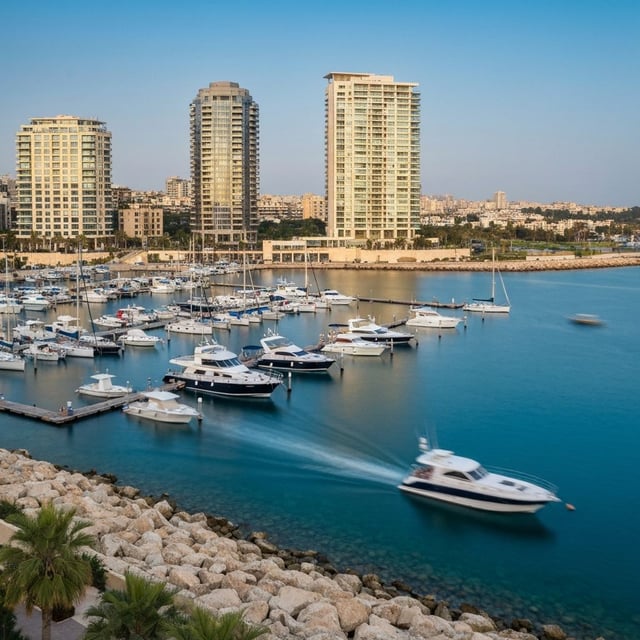 Limassol marina and waterfront high-rises